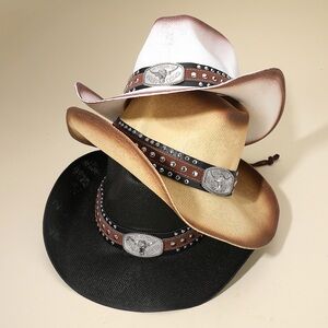 Brown Rugged Steerhead Accent Band Western Cowboy Hat
